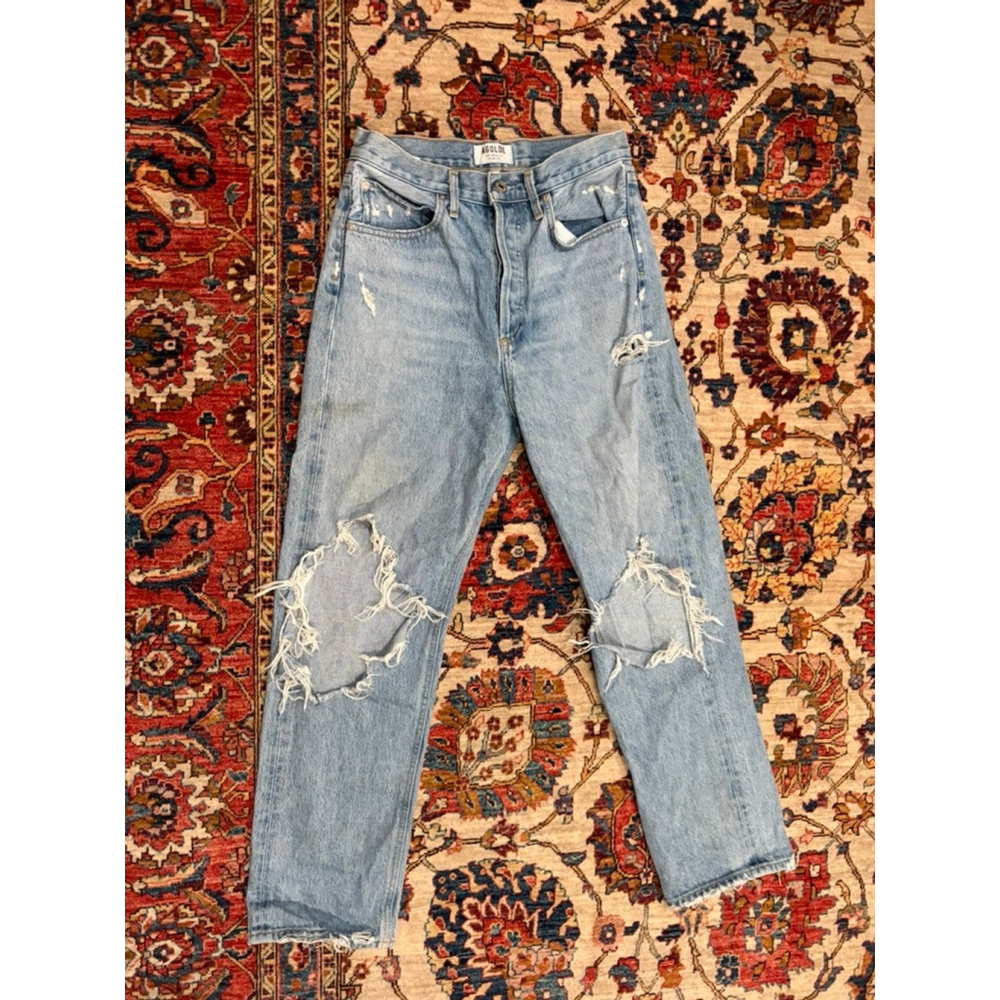 AGOLDE 90’s Jeans Women’s 25 Light Wash Distressed Ripped Knee 100% Cotton USA
